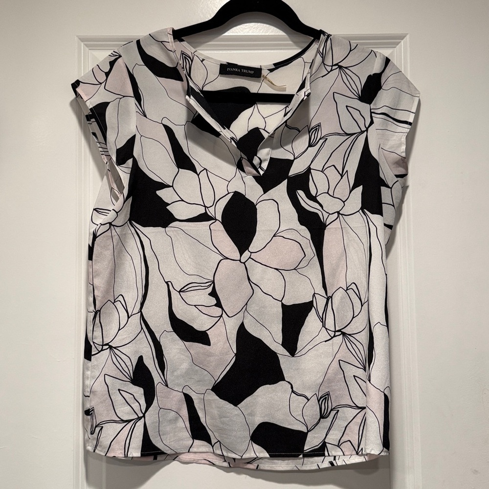 Ivanka Trump Monochrome Floral Top